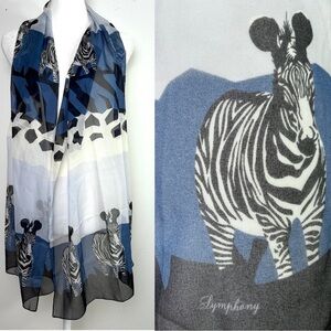 SYMPHONY Zebra Lightweight Semi Sheer Scarf Abstract Geometric Shapes